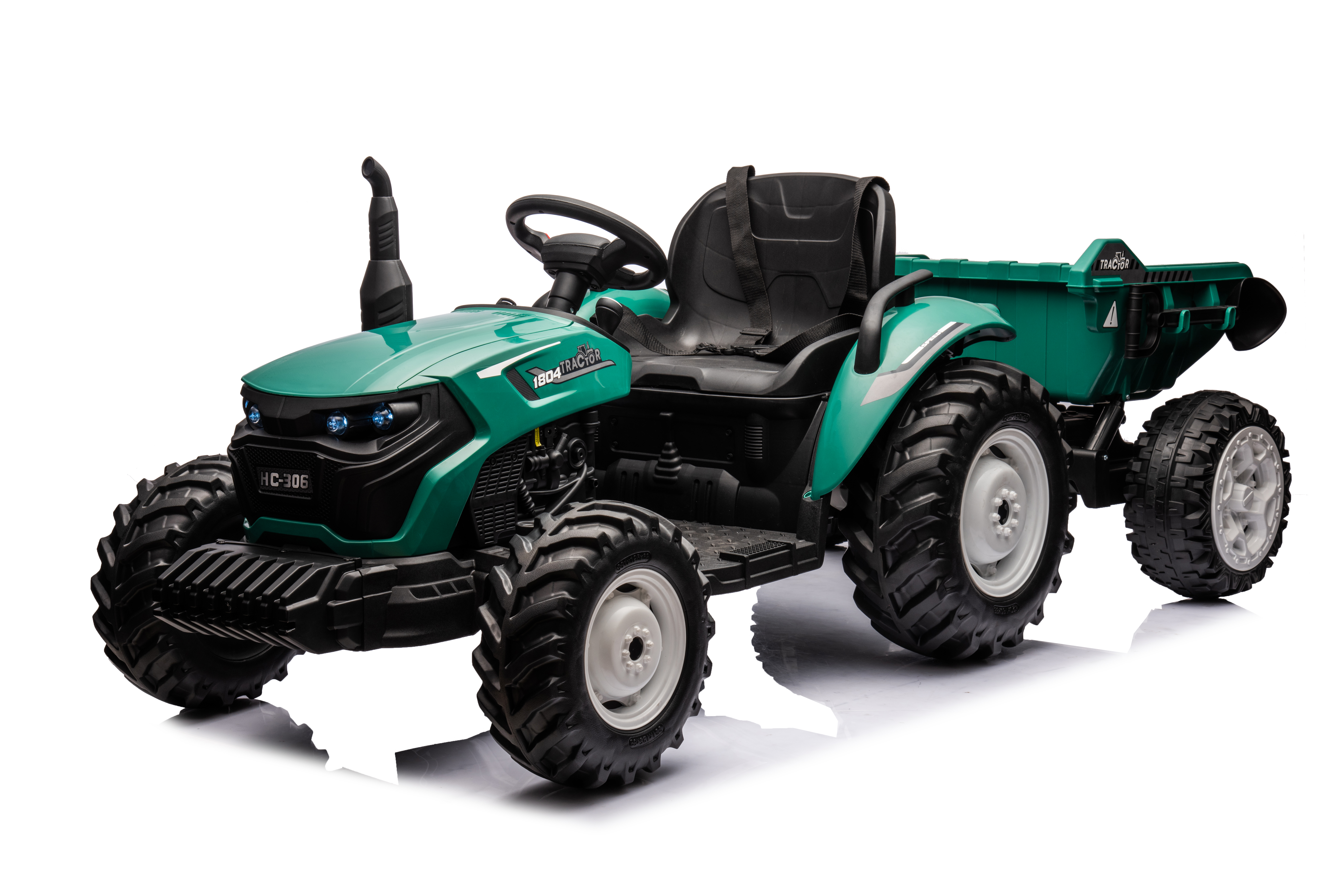 Tractor Electric pentru Copii 24V 2x95W cu Remorcă Verde Închis [2]