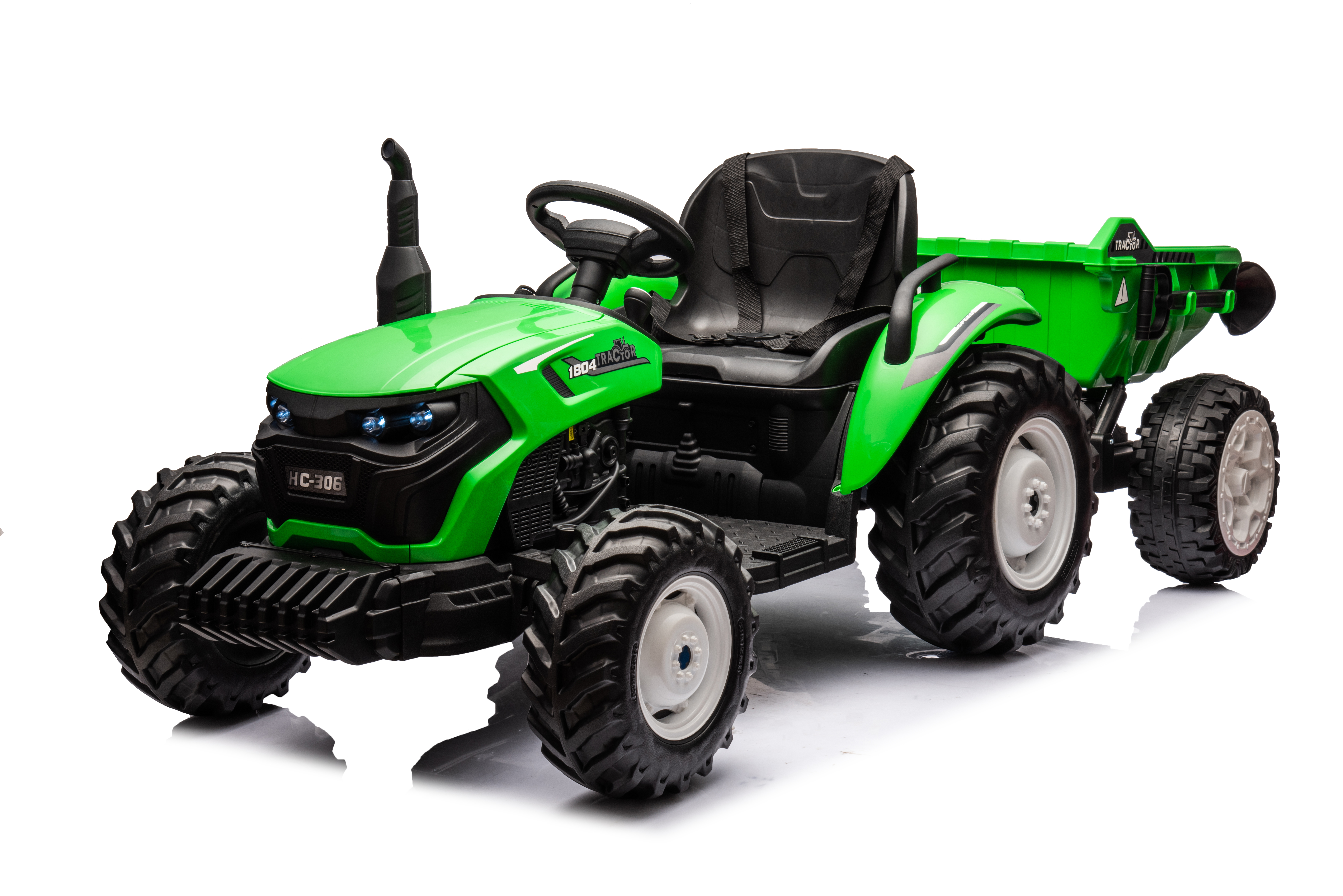 Tractor Electric pentru Copii 24V 2x95W cu Remorcă Verde Deschis [5]