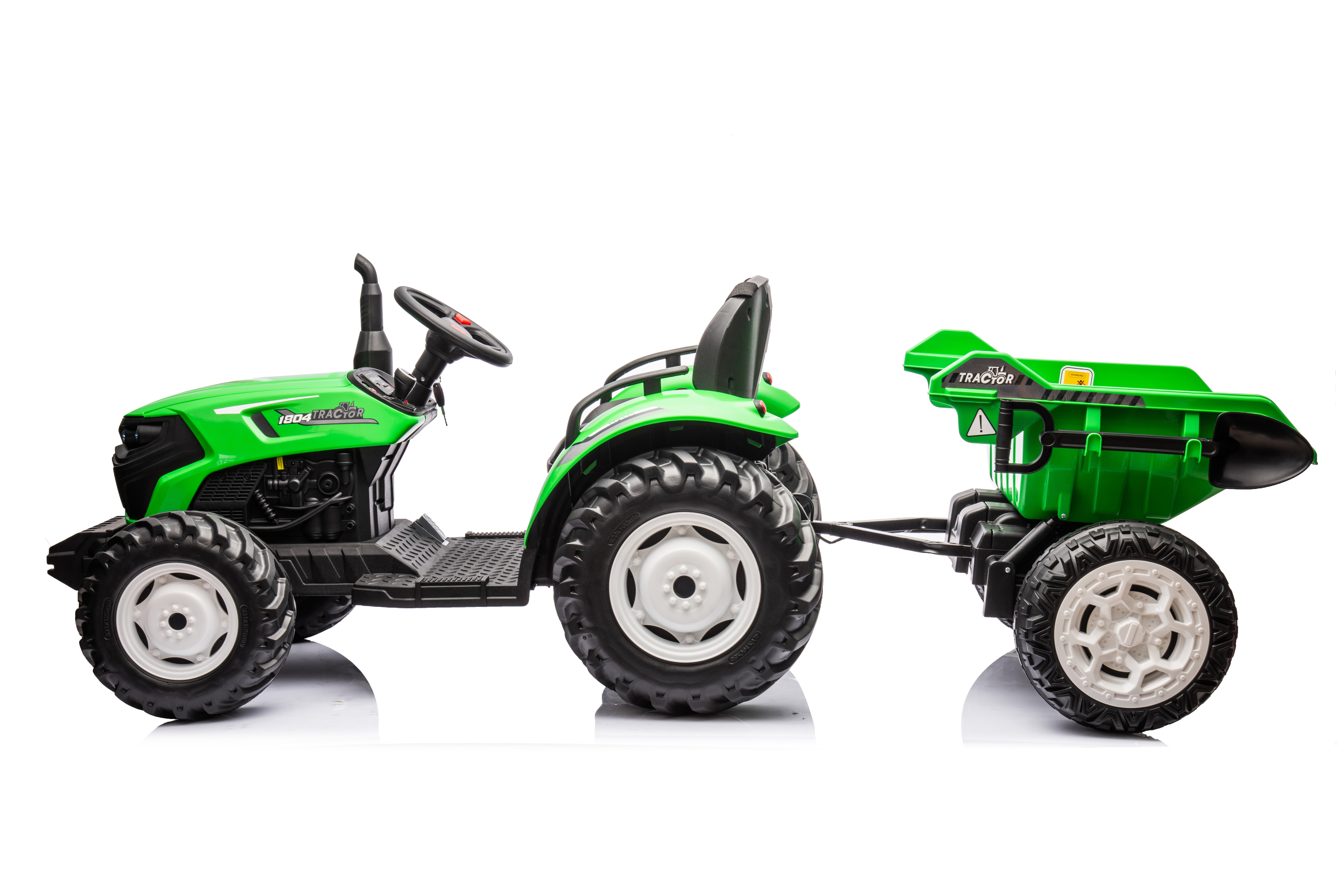 Tractor Electric pentru Copii 24V 2x95W cu Remorcă Verde Deschis [3]