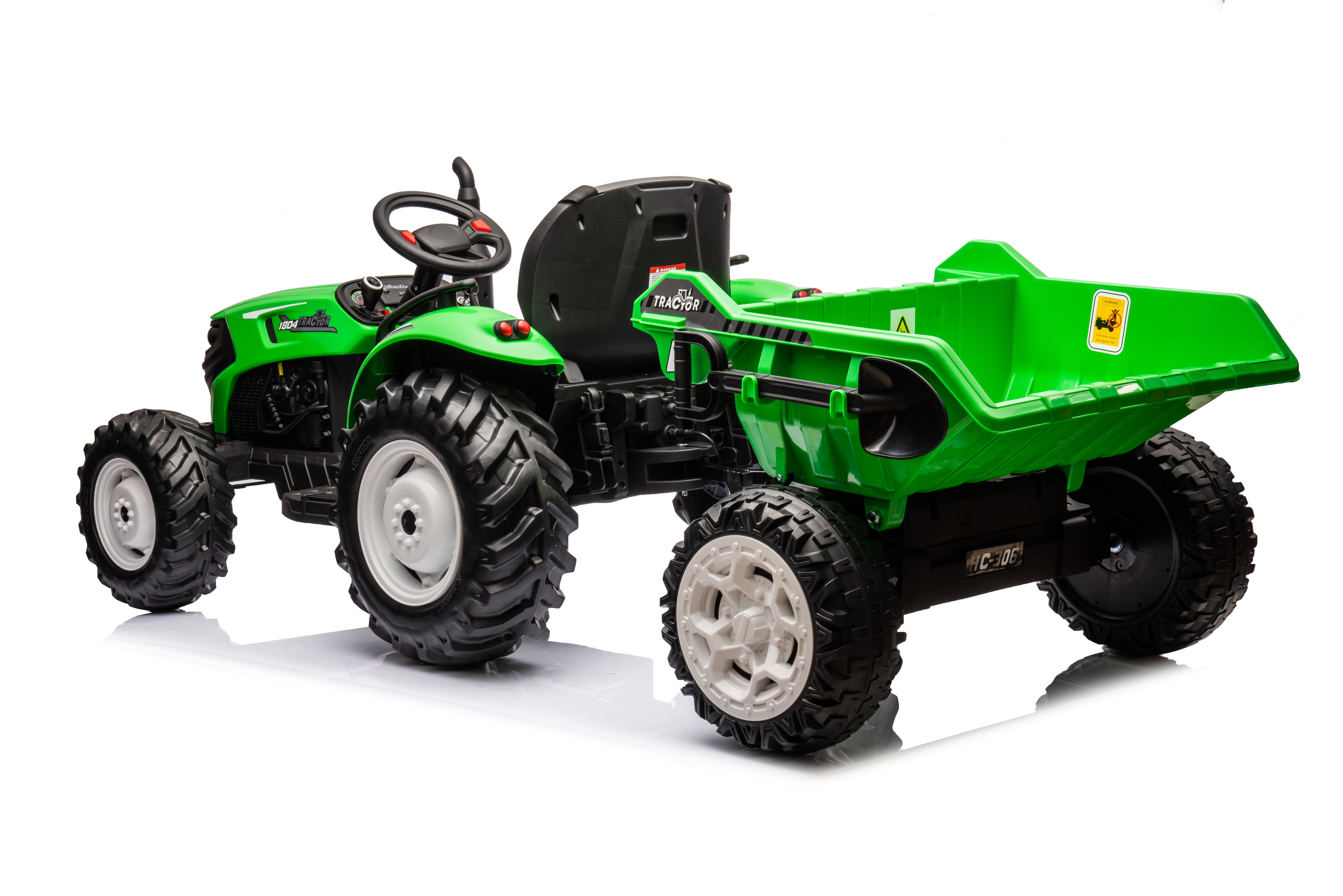 Tractor Electric pentru Copii 24V 2x95W cu Remorcă Verde Deschis [6]