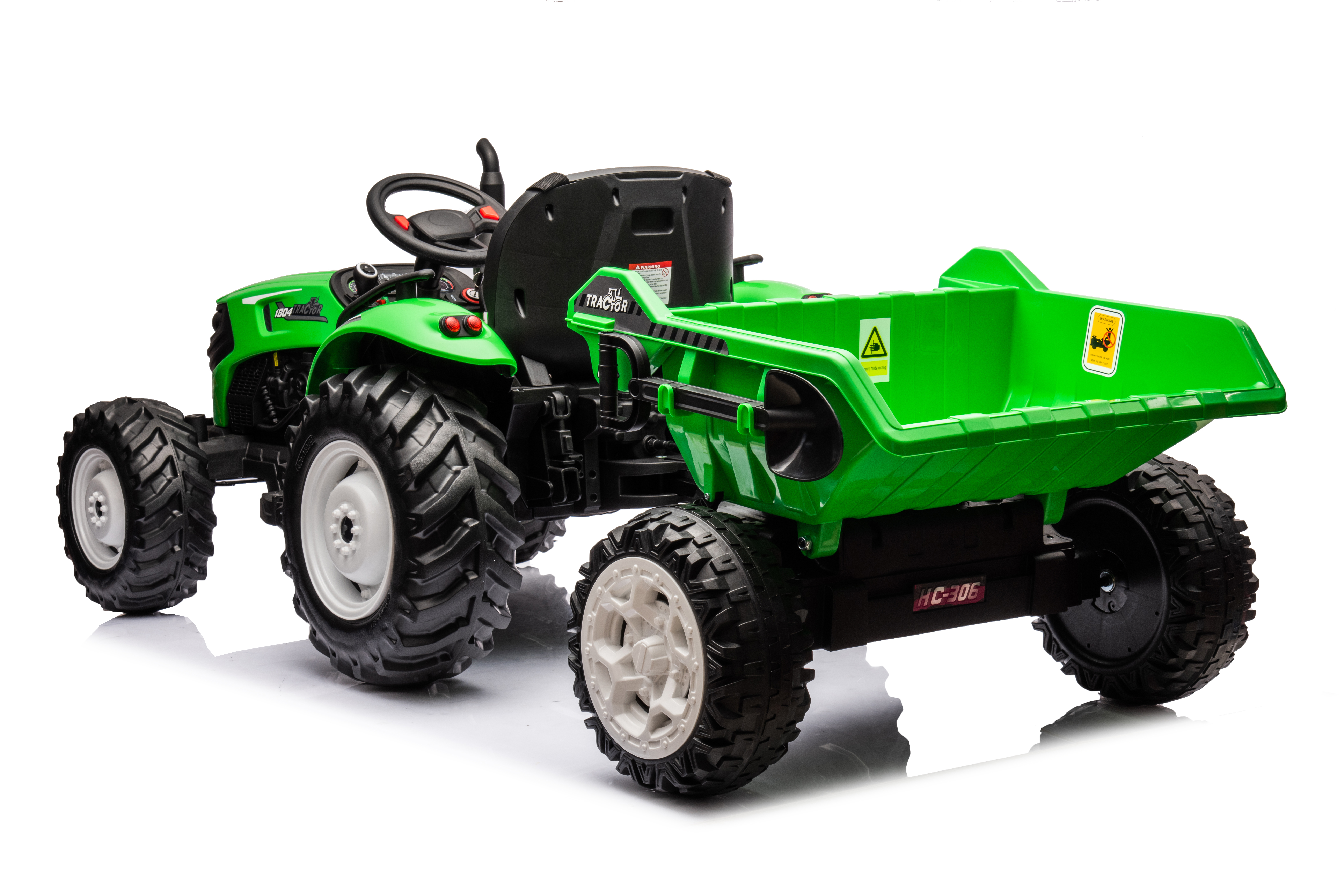 Tractor Electric pentru Copii 24V 2x95W cu Remorcă Verde Deschis [7]
