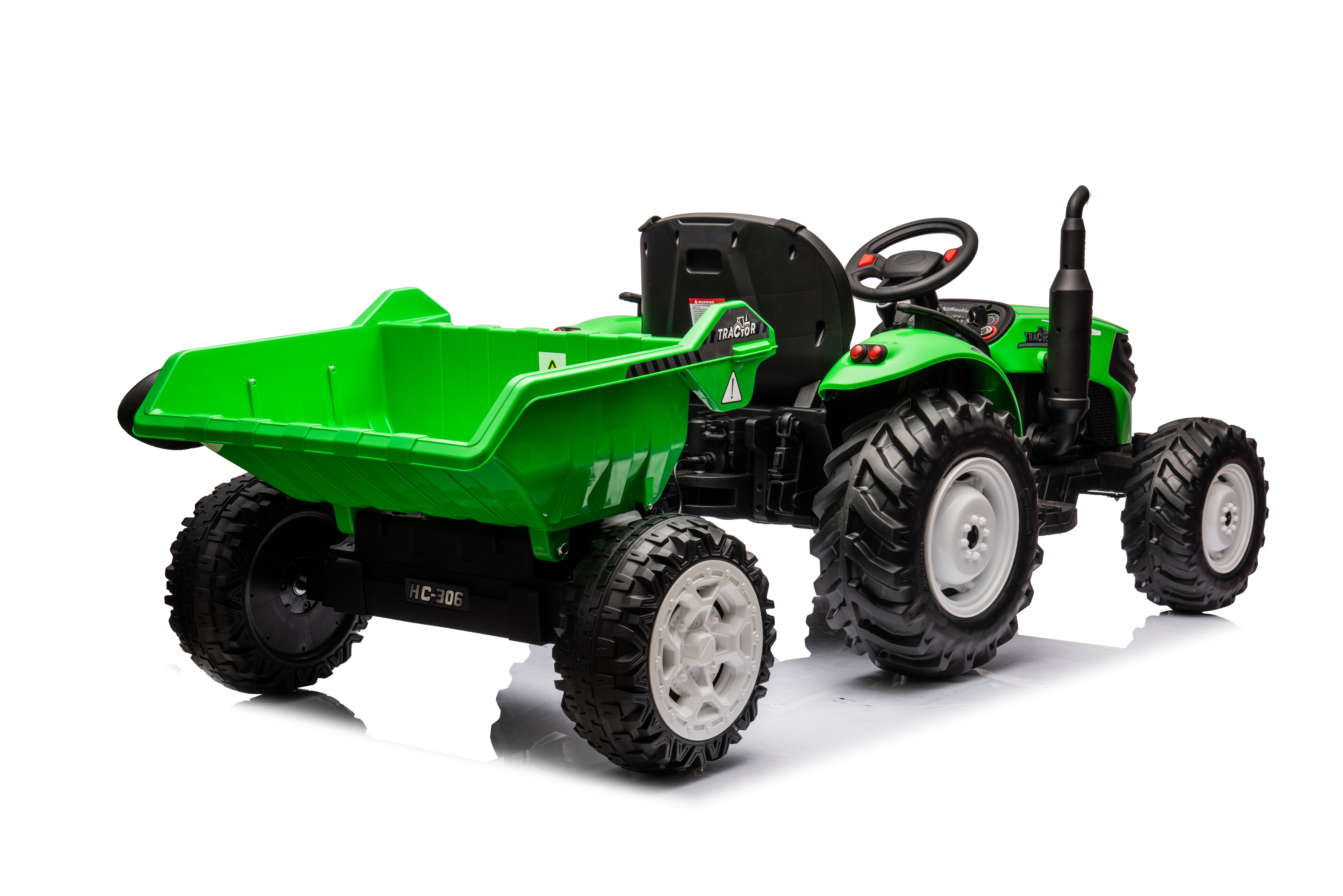 Tractor Electric pentru Copii 24V 2x95W cu Remorcă Verde Deschis [9]