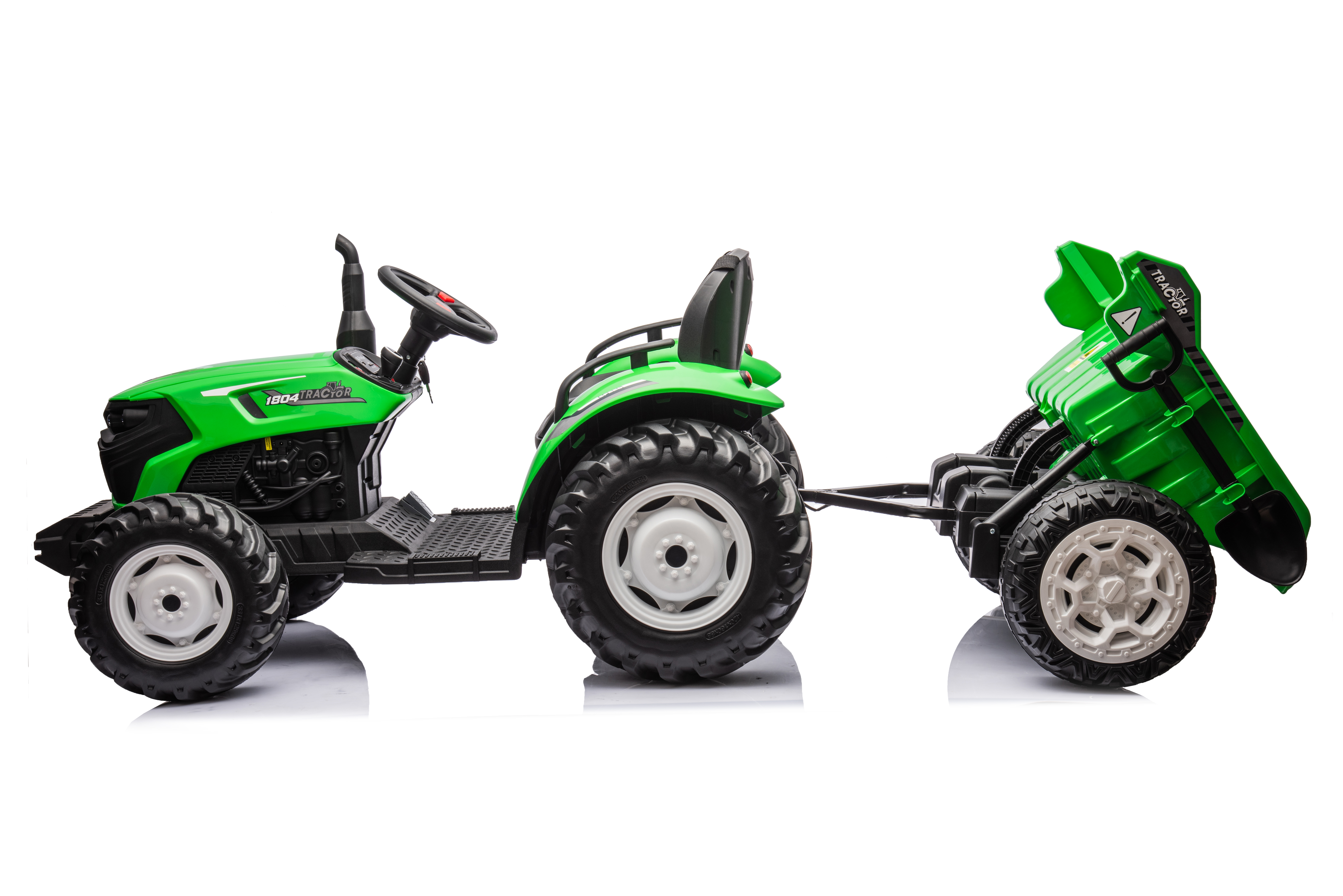Tractor Electric pentru Copii 24V 2x95W cu Remorcă Verde Deschis [11]