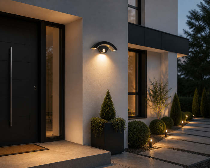 Aplica LED de exterior cu senzor, 1200lm, 29.3cm,24W, IP54, negru - Detroit [3]