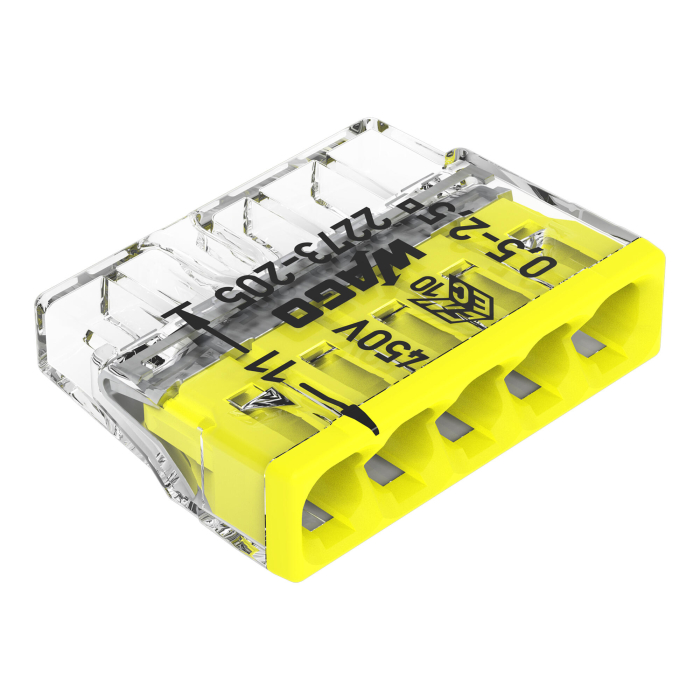 Clema conexiune pentru 5 conductori unifilari 0.5-2.5 mmp, 24A, set 10 buc. [5]