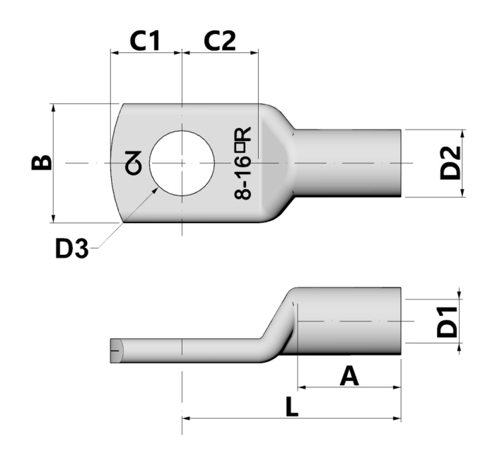 Papuc tubular neizolat cupru 50 mm², M8 [2]