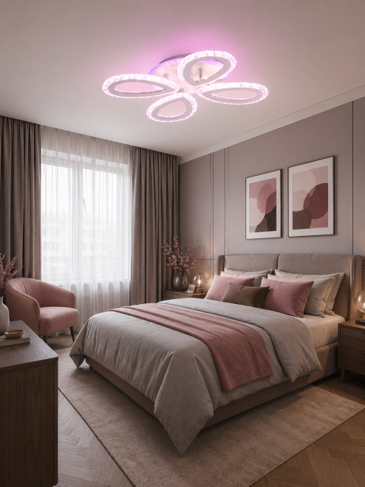 Plafoniera LED 4400lm, 55W, 3CCT+RGB cu telecomanda, alb - Ice [2]