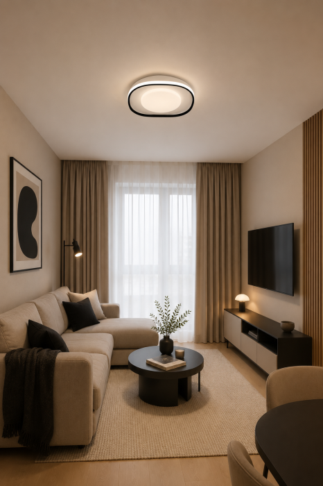 Plafoniera LED 4675lm, 47.5x8.7cm, 55W, IP20, negru si alb - Freya [3]