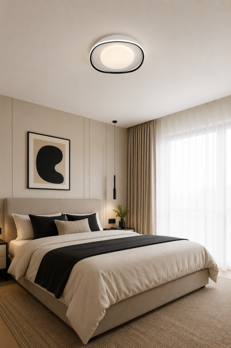 Plafoniera LED 4675lm, 47.5x8.7cm, 55W, IP20, negru si alb - Freya [2]
