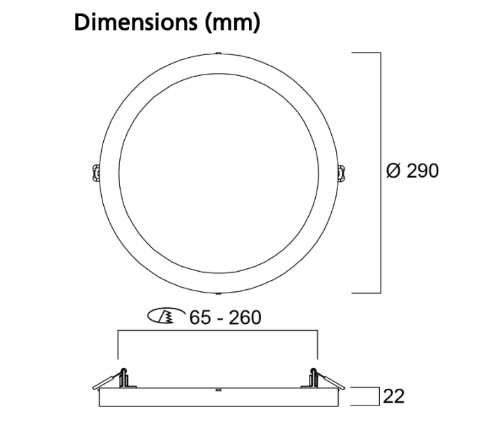 Plafoniera LED Downlight, montaj aparent sau incastrat, 1800lm, CCT selectabil, reglabil 65-260mm [10]