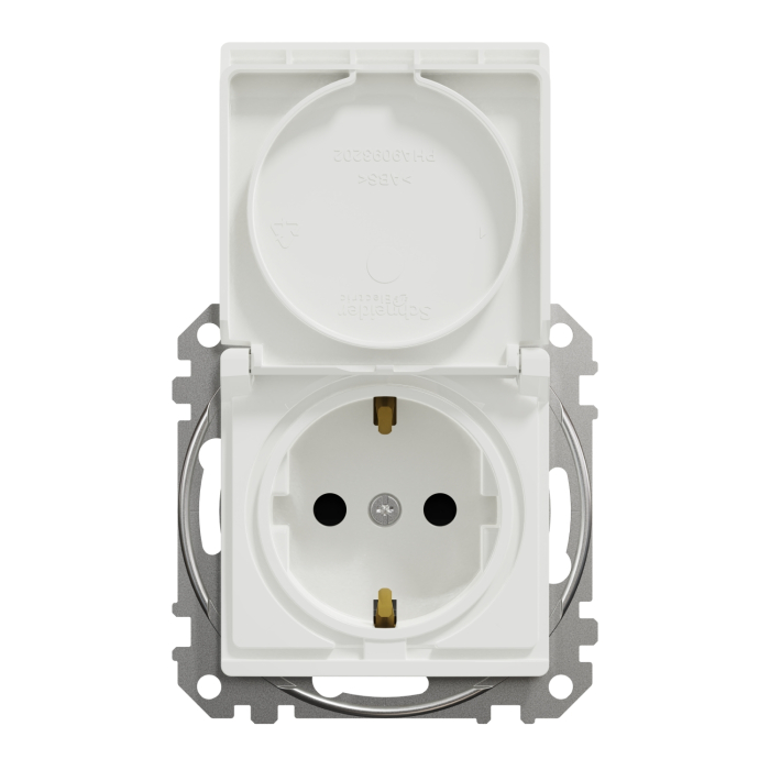 Priza Schuko simpla cu capac 2P+E cu obturatoare Sedna Design, alb, SDD111023 [5]