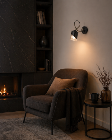 Corpuri de Iluminat Interior - Aplica 1XE27 60W, IP20, negru+auriu - Smoky