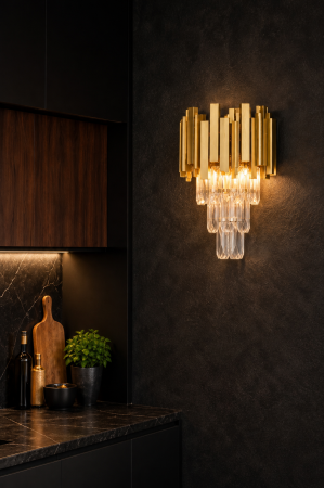 Corpuri de Iluminat Interior - Aplică Cristal 2xE14 max 40W auriu