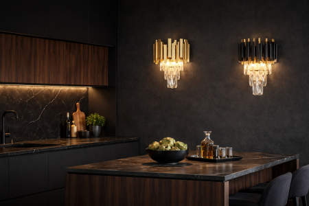 Aplică Cristal 2xE14 max 40W negru [0]