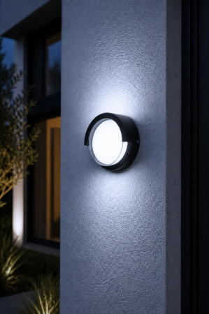 Corpuri de Iluminat Exterior - Aplica LED de exterior 840lm, 12W, 17cm, IP65, negru - Siera rotund