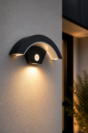 Corpuri de Iluminat Exterior - Aplica LED de exterior cu senzor, 1200lm, 29.3cm,24W, IP54, negru - Detroit