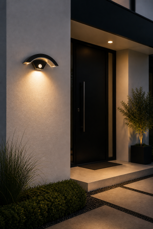 Aplica LED de exterior cu senzor, 1200lm, 29.3cm,24W, IP54, negru - Detroit [1]