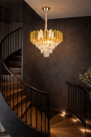 Candelabru Cristal soclu 9xE14 max 40W auriu