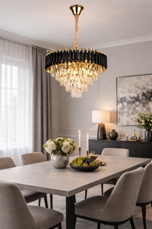 Candelabru Cristal soclu 9xE14 max 40W negru