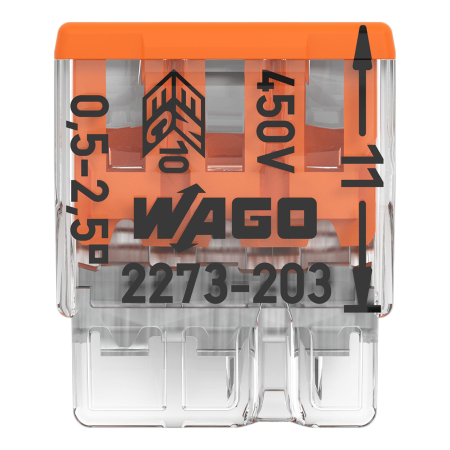 Clema conexiune pentru 3 conductori unifilari 0.5-2.5 mmp, 24A, set 10 buc. [3]