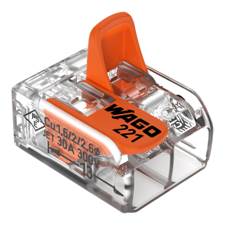 Cleme si Conectori - Clema legatura cu parghie 2P, 0.5 - 6mmp, 41A, 221-612, set 10 buc.