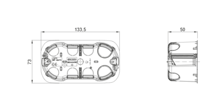 Doza aparat 4 module, incastrata, pentru volum mare, pentru rigips-carton, 133x73x50 mm, verde [1]