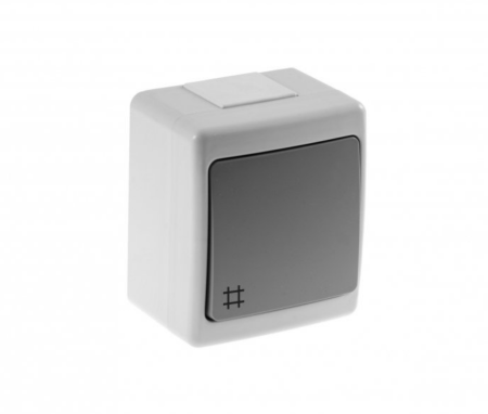 Aparataj de Exterior si Zone Tehnice - Intrerupator cu revenire aplicat, IP44, gri