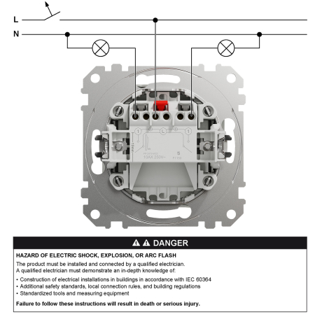 Intrerupator dublu 10AX, Sedna Design, alb, SDD111105 [5]
