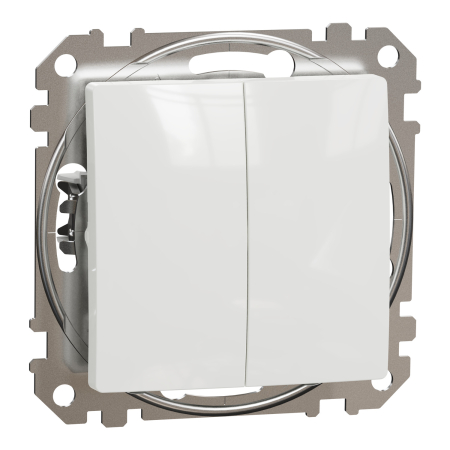 Aparataj Modular - Intrerupator dublu cu revenire 10A, Sedna Design, alb, SDD111118