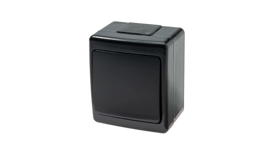 Aparataj de Exterior si Zone Tehnice - Intrerupator simplu aplicat pentru exterior negru, IP44, protectie UV