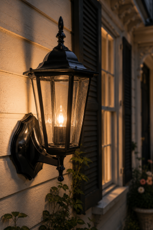 Corpuri de Iluminat Exterior - Lampa de gradina cu dulie E27, 19x37.5cm, 60W, IP44, negru - Corona