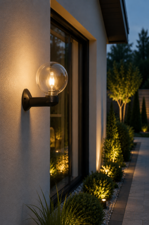 Lampa de gradina cu dulie E27, 20x26cm, 40W, IP44, transparent - Luca [1]