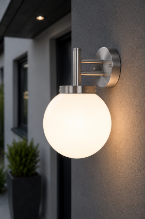 Corpuri de Iluminat Exterior - Lampa de gradina cu dulie E27, 22.3x32cm, 40W, IP44, crom - Mirko