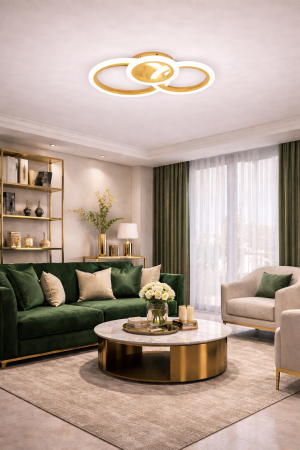 Corpuri de Iluminat Interior - Lustra LED 2700lm 45W 50cm 3500-6000K cu telecomanda - Oro