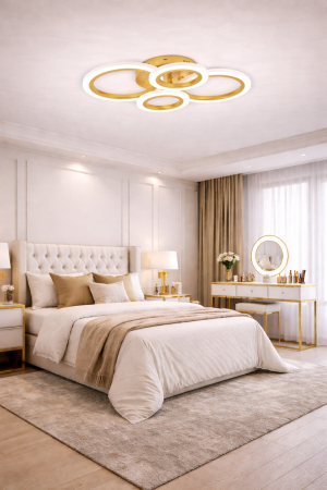 Corpuri de Iluminat Interior - Lustra LED 3120lm 52W 56cm 3500-6000K cu telecomanda - Oro