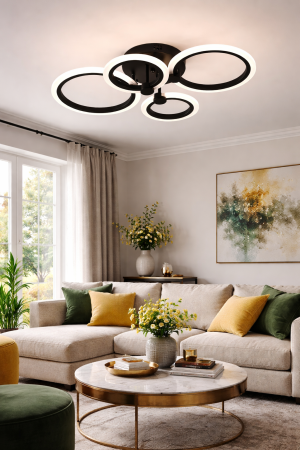 Corpuri de Iluminat Interior - Lustra living LED URBAN, 3150lm, 45W, 3CCT, negru, dimabila