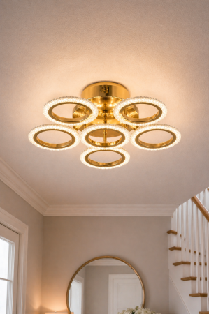 Lustra living LED 60W, 3CCT, 5800lm, dimabila, auriu - Bright