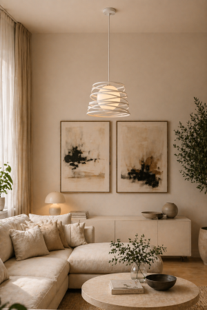 Pendul 1xE27 40W, 100x30cm, alb+crom  - Instar