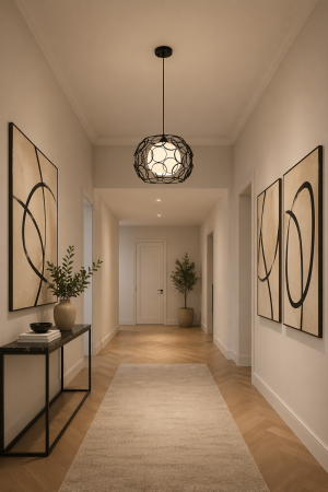 Corpuri de Iluminat Interior - Pendul 1xE27 40W,  negru+alb - Modus