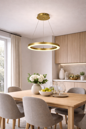 Corpuri de Iluminat Interior - Pendul LED 30W 3CCT 2100lm IP20, auriu, rotund