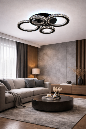 Corpuri de Iluminat Interior - Plafoniera Echo LED 90W 3CCT 6930lm negru dimabilă