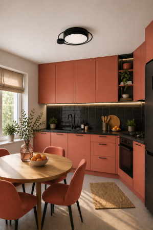 Corpuri de Iluminat Interior - Plafoniera LED 1400lm, 28W, 3000K, 440x70mm, negru - Moon