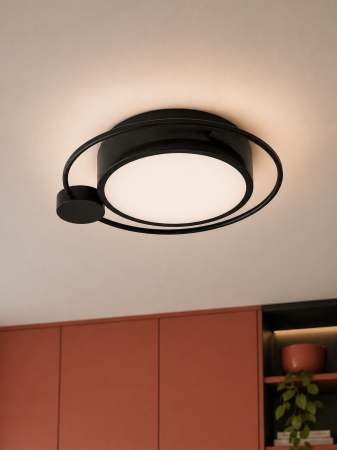 Plafoniera LED 1400lm, 28W, 3000K, 440x70mm, negru - Moon