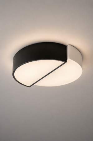 Corpuri de Iluminat Interior - Plafoniera LED 1700lm, 34W, 42cm, 3000-6000K, IP20, alb+negru - Half
