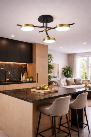 Corpuri de Iluminat Interior - Plafoniera LED 1800lm, 30W, 3000K, 520x80mm, negru-auriu - Kara