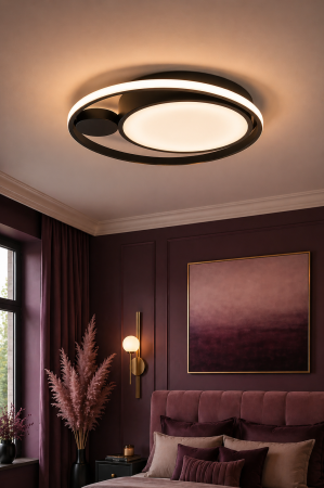 Corpuri de Iluminat Interior - Plafoniera LED 1980 lm, 36W, 4000K, 420x70mm, negru - Yumo