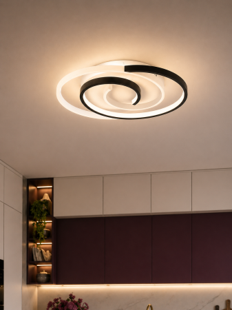Corpuri de Iluminat Interior - Plafoniera LED 2100lm, 45W, 3000-6000K, alb+negru - Snail