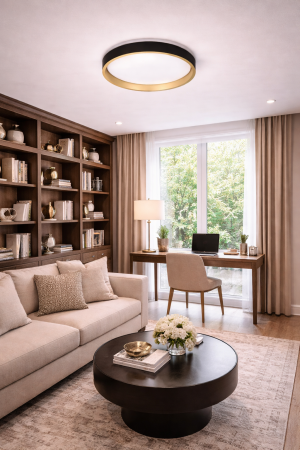 Corpuri de Iluminat Interior - Plafoniera LED  2240lm, 32W, 3000-6000K, negru-auriu - Blaze