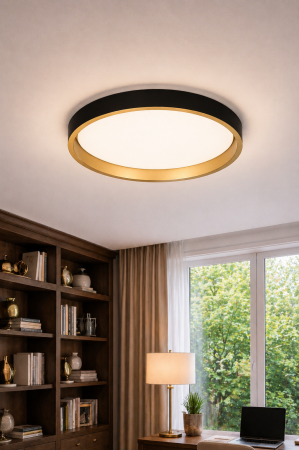 Plafoniera LED  2240lm, 32W, 3000-6000K, negru-auriu - Blaze