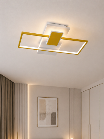 Corpuri de Iluminat Interior - Plafoniera LED 3025lm, 55W, 52cm, 3000-6000K, alb-auriu - Elia